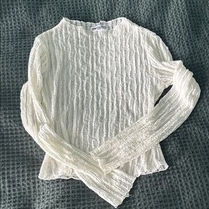 Princess Polly Ivory Crinkle Long Sleeve Top